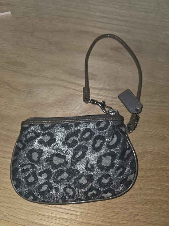 Coach Metallic Silver and Black Leopard Wristlet - Picture 2 of 3
